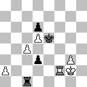 42.Rf1 Rf7 43.Re2 Cxe4 Altrimenti il Re raggiunge la casa d3. 44.Cxg4 Rg6 45.Rd3 Cg5 46.Ce3 Ta3+ 47.Re2 Ad8 48.Ad2 e4 49.