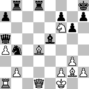 19. Euwe-Smyslov Grunfeld 1.d4 Cf6 2.c4 g6 3.g3 Ag7 4.Ag2 d5 5.cxd5 Cxd5 6.e4 Cb6 7.Ce2 Smyslov adotta spesso questa linea della Difesa Grunfeld, nella quale il N. attacca i pedoni centrali del B.