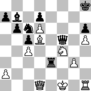 20...Ac3+ Il B. ha un ottima posizione, tuttavia al momento ha una torre in meno. 20...Dxf5 è cattiva: dopo 21.Dxa1+ Rxg6 22.Tg1+, Euwe avrebbe vinto senza troppe difficoltà.