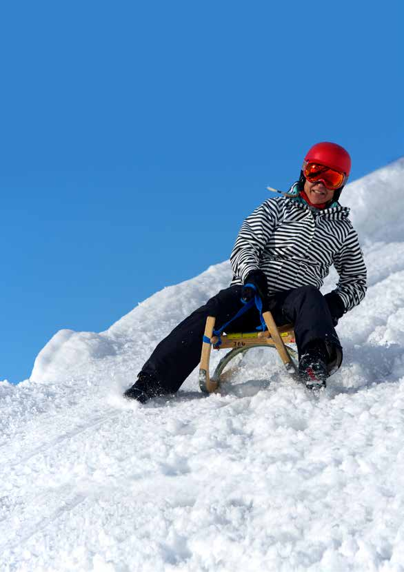 Il paesaggio corre via velocemente, la neve scende turbinosa, grida di gioia accompagnano la discesa emozionante.