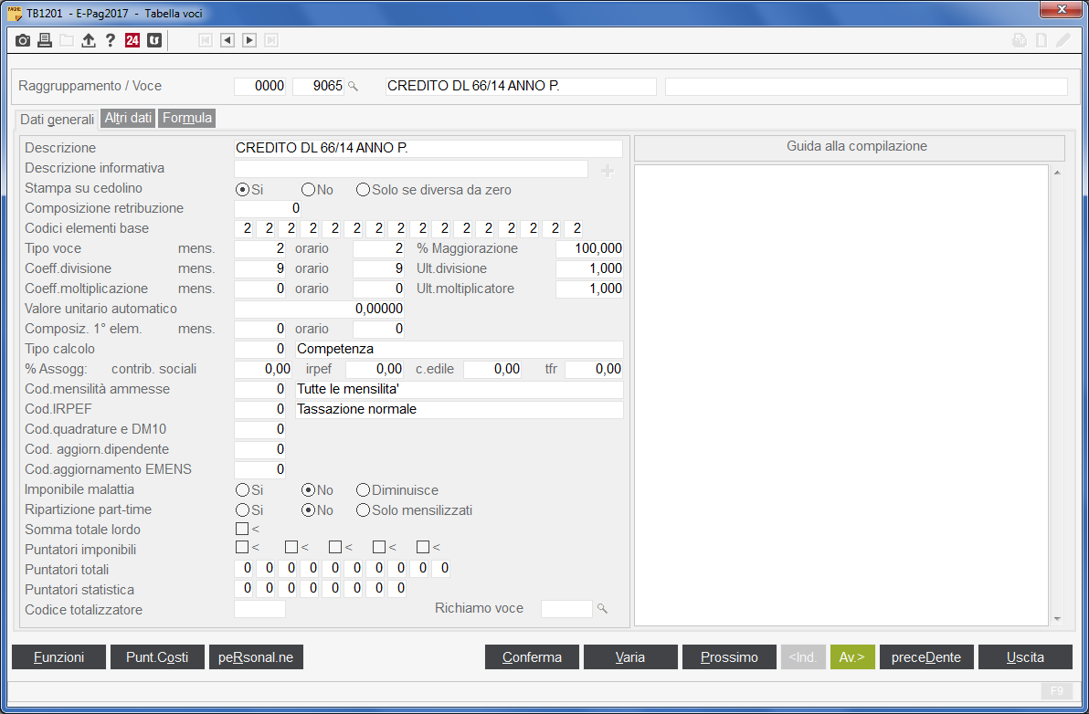 CONGRIT 8 / 11 Codice voce conguaglio credito DL.