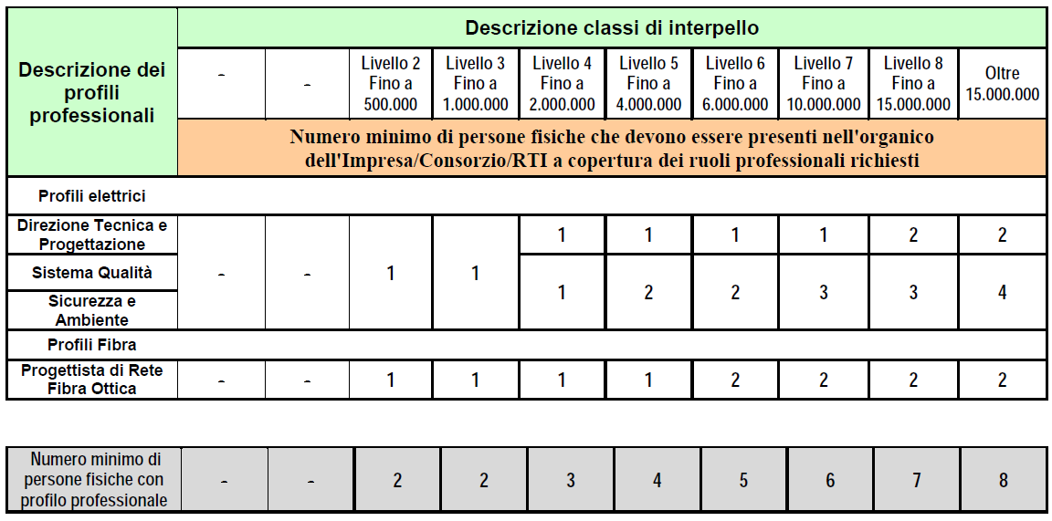 Pag. 3 Tabella 1 - Profili professionali tecnici e gestionali Analogamente a quanto previsto per le figure tecnico gestionali, anche nel personale operativo sono richieste delle figure specifiche che