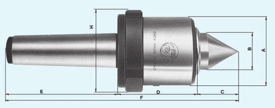 FRB LIVE CENTER WITH AXIAL LOAD DISTRIBUTION AND RADIAL CYLINDRICAL ROLLER BEARING.