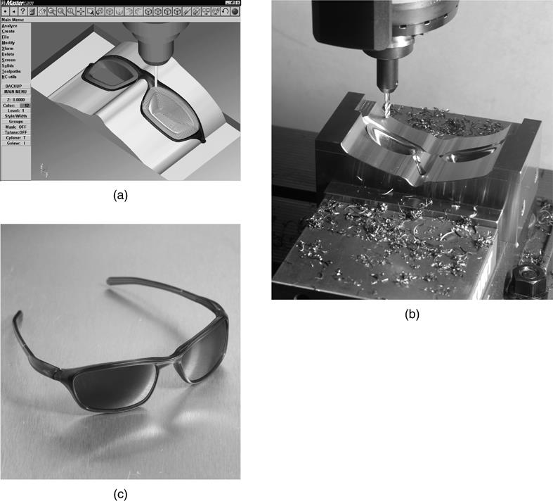 Figura 1.8 Lavorazione della cavità di uno stampo per la produzione di occhiali da sole.