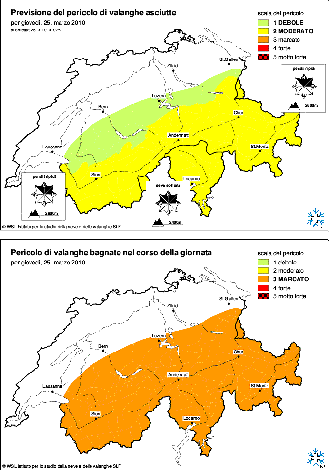 Appendice 15: esempio di una carta dei pericoli del bollettino valanghe nazionale