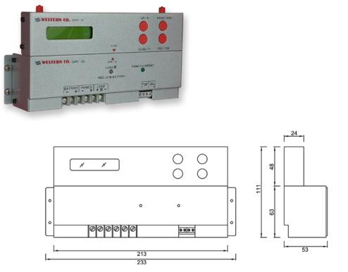 3. Sistema elettronico di gestione e controllo Il sistema di controllo del sistema LUMINOSOLARE è così composto: - Regolatore di carica Western CO SPC10 Regolatore da 10A con sistema di ricarica PWM