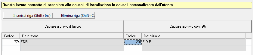 Per Causale archivio lavoro s intende l archivio delle causali dell utente, che comprende tutte le eventuali causali aggiunte o modificate, mentre per Causali archivio contratti s intende l archivio