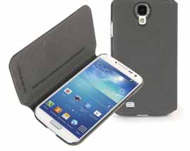 Libro booklet case for Galaxy S 4 Smooth eco leather case, with polycarbonate fi t for superior protection. Microfi ber inner lining for total protections to scratches.