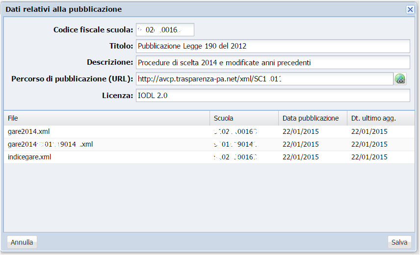 Per utenti che dispongono di Argo Amministrazione Trasparente Il sistema, quando si accede al menù Gare \ Generazione dei File, inserirà