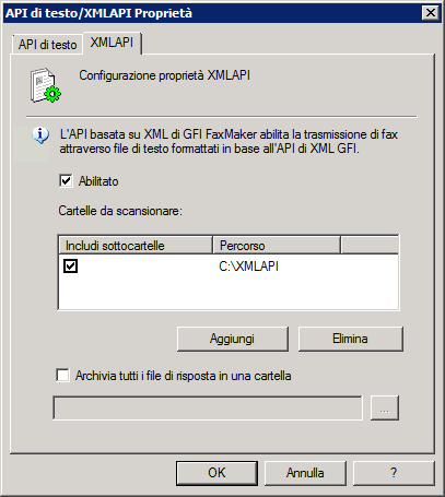 3.2 Abilitazione di XMLAPI in GFI FaxMaker Per abilitare e configurare XMLAPI: 1.