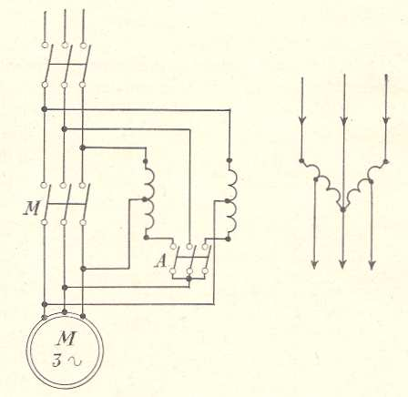 Fig. 5 - Avviamento con autotrasformatore a V.