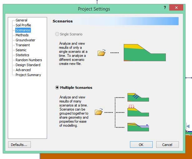 La modellazione Nell' inizializzazione di un modello in Slide dobbiamo innanzitutto definire i settaggi generali del programma, nella finestra project settings.