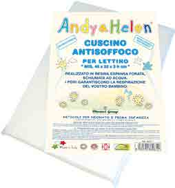 CUSCINO ANTISOFFOCO ANDY & HELEN interno in morbida ovatta e federa in puro cotone, colore bianco, da culla o da lettino.
