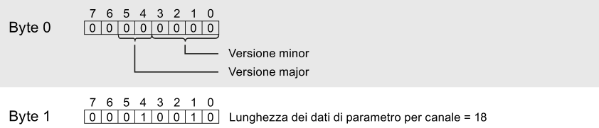 Set di dati dei parametri A.2 Parametrizzazione e configurazione del set di dati dei parametri Struttura del set di dati 128 Nota Il canale 0 contiene la diagnostica dell'intero modulo.