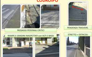 Rischio di ribaltamento in sedia a ruote Rischio di caduta accidentale a piedi Rischio di sbandamento verso la strada con sedia a ruote Rischio di