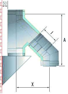 TABELLA E FORMULE PER CALCOLO DI LUNGHEZZE E SPOSTAMENTI DEL RACCORDO A T 135 CON CURVE A 45 CATALOGO TECNICO DISEGNO Cb Ca Y G V 80 328 367 420 100 345 384 445 392 426 490 410 449 520 230 462 515