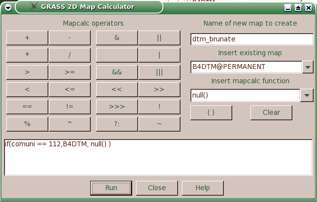 Analisi raster - r.mapcalc E' possibile utilizzare r.mapcalc in diversi modi 1. interfaccia grafica map calculator operatori di r.