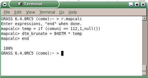 Analisi raster - r.mapcalc 2. da linea di comando, specificando direttamente l'espressione di calcolo 3.