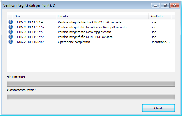 Verifica dell'integrità dei dati 4 Verifica dell'integrità dei dati Nero SecurDisc Viewer consente di controllare l'integrità dei dati di un disco SecurDisc tramite la funzione checksum.