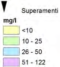 I valori medi comunali calcolati per l anno 2013 di Ione ammonio, sono sempre inferiori ai limiti normativi (0,5 mg/l). Non ci sono aree di significativa presenza di fluoruri.