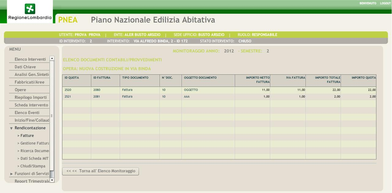 Selezionando dall'elenco l'opera d'interesse e cliccandoci sopra, apparirà una schermata (figura13) attraverso cui è possibile visualizzare l