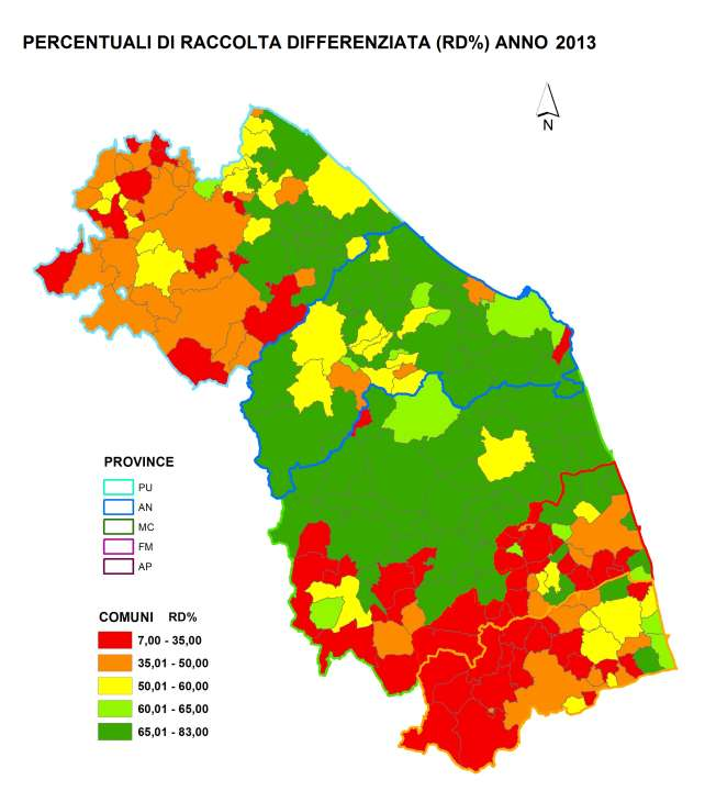 Fig. 15 Distribuzione geografica del parametro %