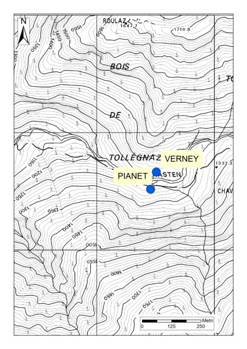 SORGENTE PIANET Inquadramento geografico Comune Challand-Saint-Anselme CTR 0262 DTM 529 Via d accesso Sistema