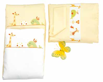 Ginger. var. 0. Piumetto letto pz. stampato sfilabile 9. Set pz. letto ricamato mod. patch (con velo 0) 9. Copripiumino mod. patch ricamato. Paracolpi mod. patch 0. Velo per letto senza asta 0A.