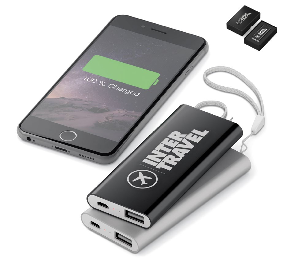 Energia portatile Cofanetto regalo in opzione BATTERIA SLIM 2500 La batteria di soccorso elegante e compatta Con questo power bank USB dotato di una batteria litio-polimeri ultracompatta, ricarichi