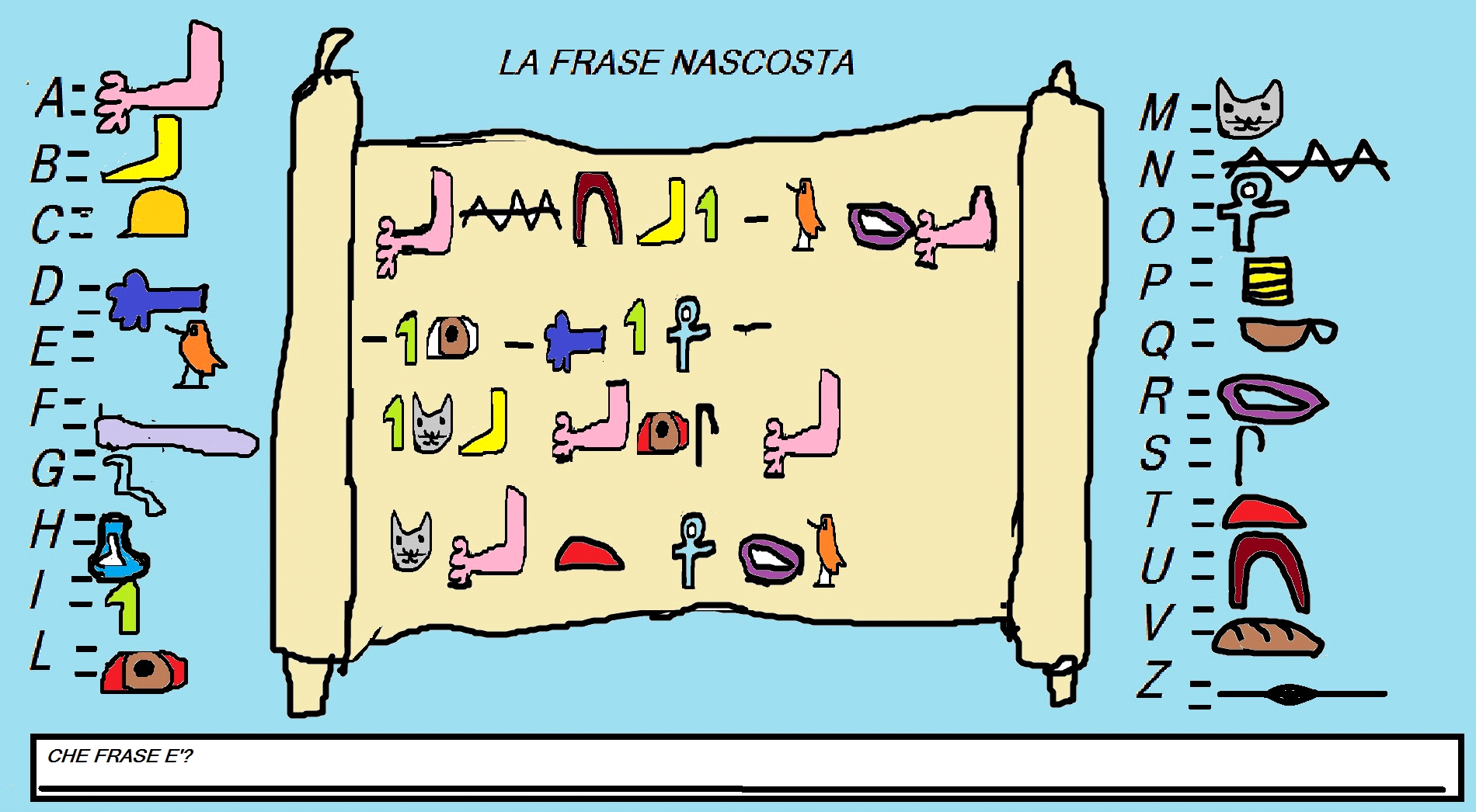 GIOCA INSIEME A NOI CRUCI-EGIZIO Leggendo di seguito le letterine nella colonna verticale in grassetto scoprirai una parola legata al mondo degli Egizi Definizioni: 1.