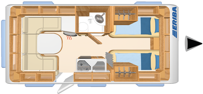 Disposizioni interne e dati ERIBA Living 425 Prezzo del veicolo 14.960,- Lunghezza 634x223 Posti letto 4 ERIBA Living 470 Prezzo del veicolo 16.290,- Lunghezza 747x233 Posti letto 4/ +2 (Opt.