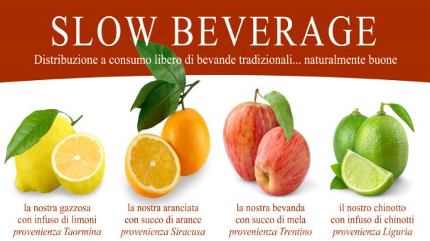 format SLOW BEVERAGE bevi sano bevi italiano Questo format prevede la distribuzione di bevande regionali tradizionali, prodotte con ingredienti naturali e senza coloranti, appartenenti alla