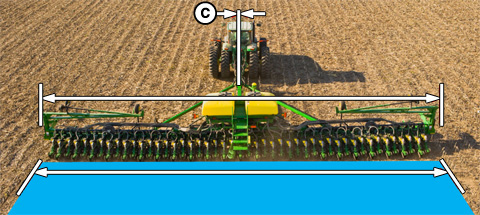 Piantatrice A o 1) Tra il punto di connessione e il primo punto di contatto con il suolo. B o 2) Tra il primo punto di contatto con il suolo e il punto di caduta delle sementi.