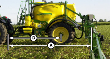 Spargitrice a trazione A o 1) Tra il punto di connessione e il centro dell'area fertilizzata.