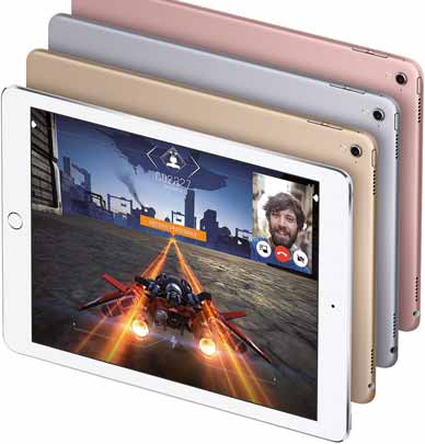 TABLET 9,7 APPLE IPAD PRO 829,00 Display: 9,7", IPS Sistema Operativo: ios 9 Processore: A9X, 1.6 GHz Ram: 1 GB Memoria: 32 GB, incluso Sistema Operativo Rete: 4G Connessioni: Wi-Fi, Bluetooth 4.