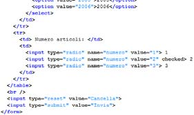 Tabelle e form esempio 2 Esempio di metodo GET Passaggio dei parametri Esempio di metodo GET Oltre a richiedere una pagina ad un web server, il form consente anche di specificare alcuni parametri che