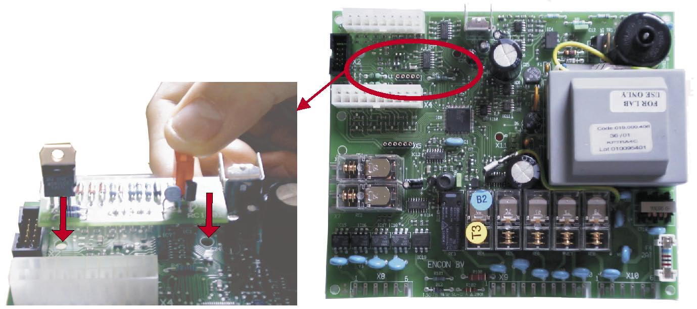 settiera (fig.35). Inserire lo schedino, in dotazione al comando remoto, sulla scheda di regolazione del gruppo termico, nella connessione X3 (figura 36).