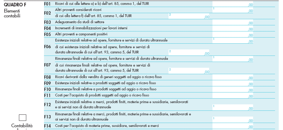 6.15 Compilazione del quadro F in presenza di attività soggette ad aggio Relativamente alle attività soggette ad aggio riteniamo utile evidenziare come deve avvenire la compilazione del quadro F