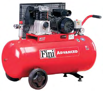 COMPRESSORI MK 102 25 2M - Compressore bicilindrico monostadio traino cinghia lubrifi cato, con motore da 1,5 e 2,2 kw.