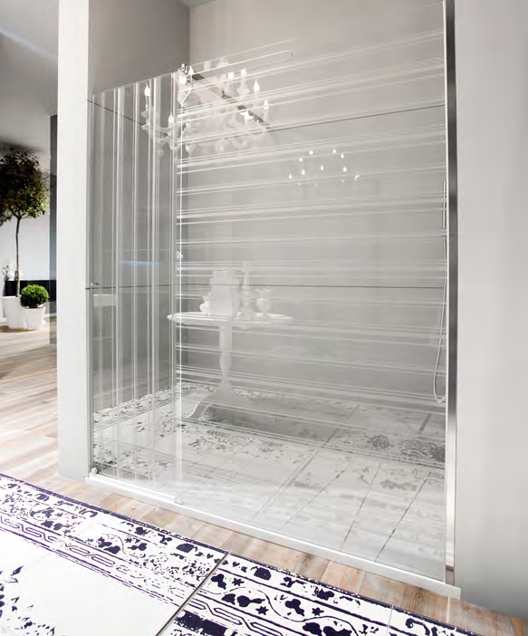 TARTAN design Riccardo Fattori Decoro in Duroglass per box doccia con anta