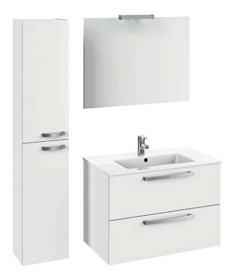 COMPOSIZIONE 1 Composizione con lavabo top e mobile sottolavabo sospeso da 800 mm di larghezza con doppio cassetto a rientro ammortizzato.