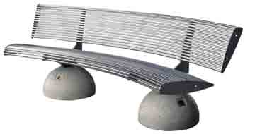 Panchina ZEBRA concava in acciaio inox su basi semisferiche Bench ZEBRA concave