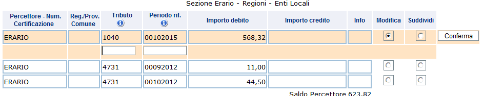 Opzione «modifica» tributo - 2 1.