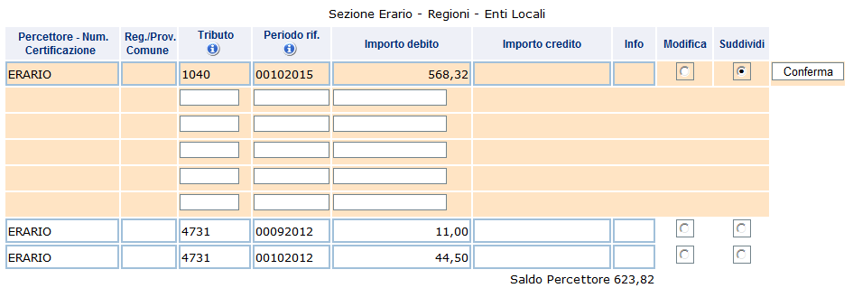 Opzione suddividi - 1 Selezionando l opzione suddividi si apre la finestra è possibile