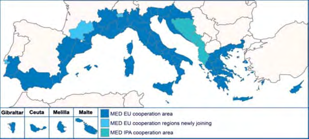 Obiettivo generale: Zone ammissibili IL PROGRAMMA MED 2014-2020 Promuovere una crescita sostenibile nel bacino mediterraneo favorendo pratiche innovative e un
