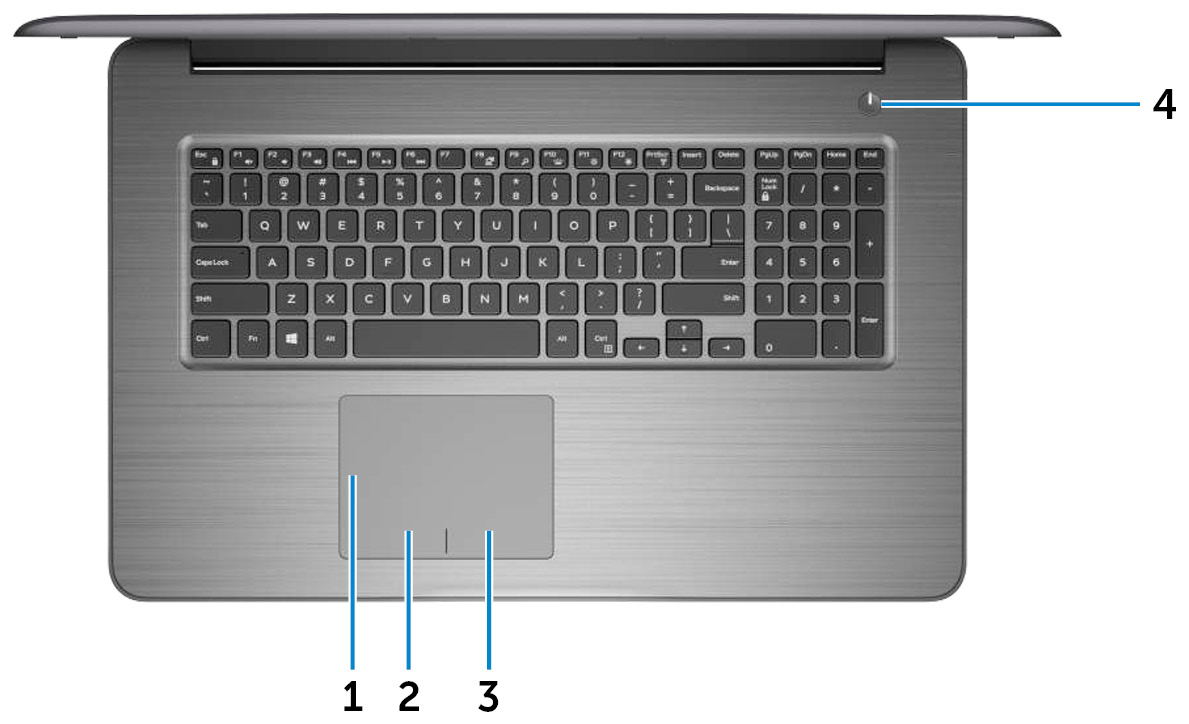 Base 1 Touchpad Muovere il dito sul touchpad per spostare il puntatore del mouse. Toccare per fare clic con il pulsante sinistro e toccare con due dita per fare clic con il pulsante destro.