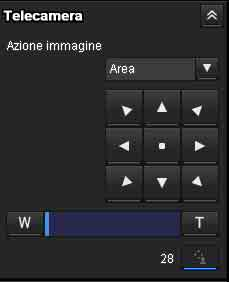 Comando tramite il pannello di controllo (operazioni comuni alle modalità Zoom su area e Trascinamento vettoriale) Tramite il pannello di controllo è possibile comandare orientamento, zoom e messa a