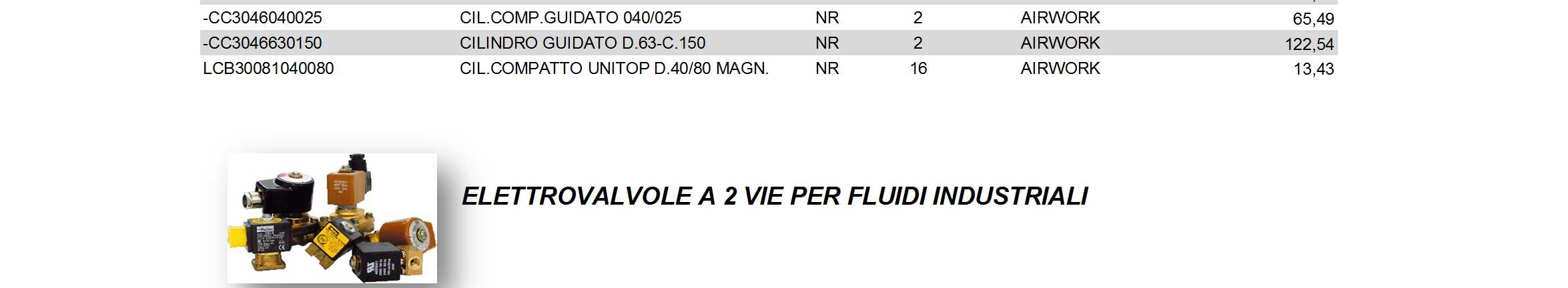 OUTLET AIR BONAITA - COMPONENTI PNEUMATICI CILINDRI COMPATTI GUIDATI -CC3046016030 CIL.COMP.GUIDATO 016/030 NR 1 AIRWORK 34,42 -CC3046020050 CIL.COMP.GUIDATO 020/050 NR 2 AIRWORK 44,25 -CC3046020100 CIL.