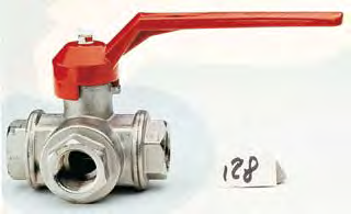 Valvola a sfera a vie -way ball valve Voci di capitolato - Technical features Attacchi filettati femmina/femmina/femmina. Maniglia a leva in alluminio. Corpo in ottone nichelato.