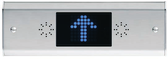 Display dot matrix blu con frecce direzionali.